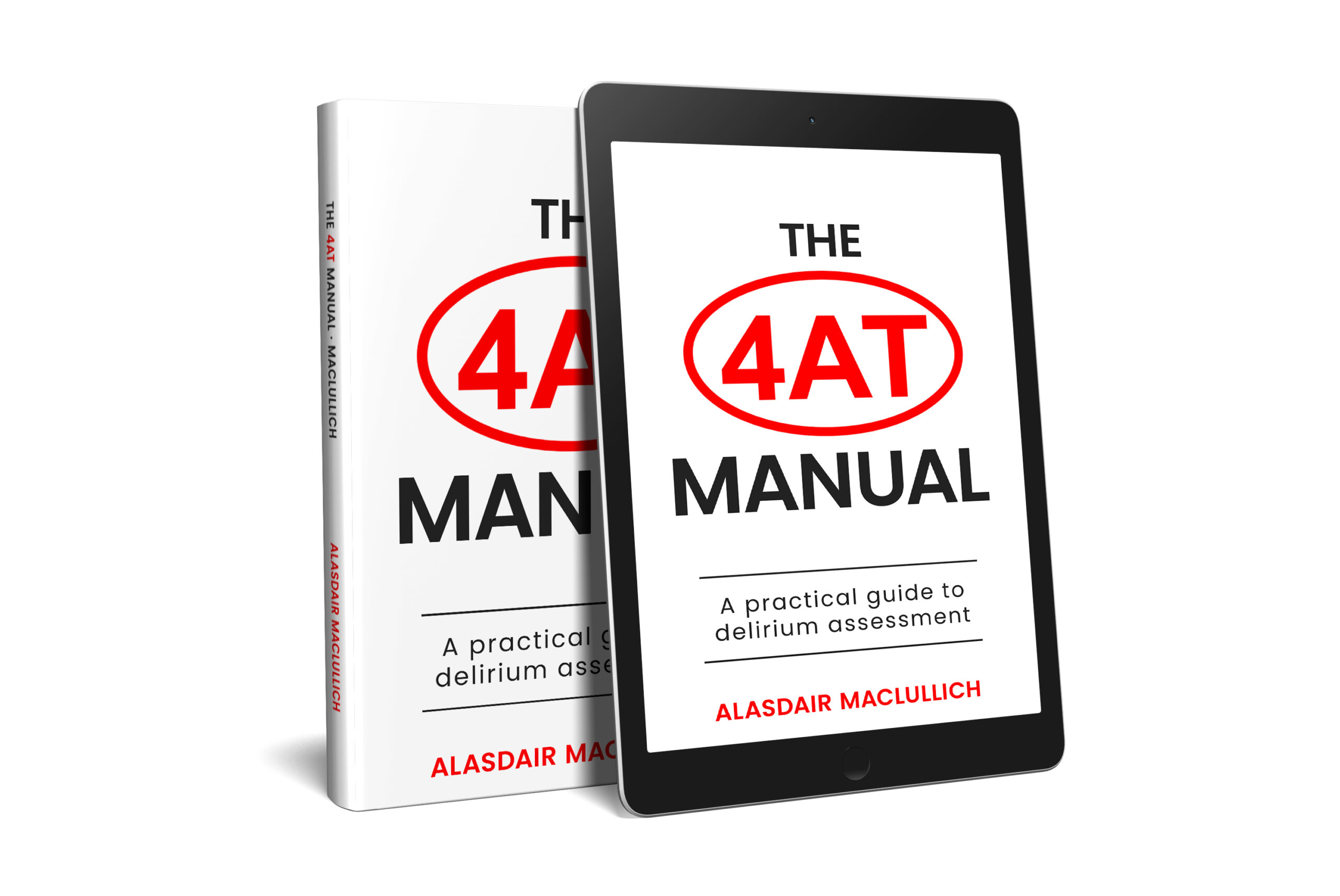 The 4AT Manual shown as a paperback book and on a tablet screen