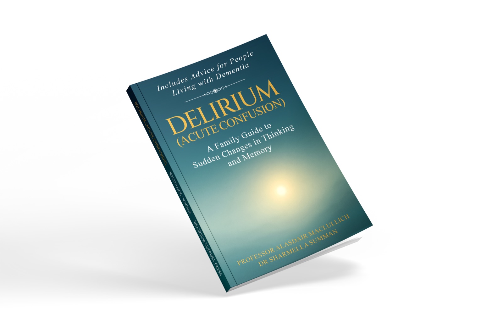 3D mock-up of Delirium (Acute Confusion): A Family Guide, showing both authors and the MacLullich–Summan spine